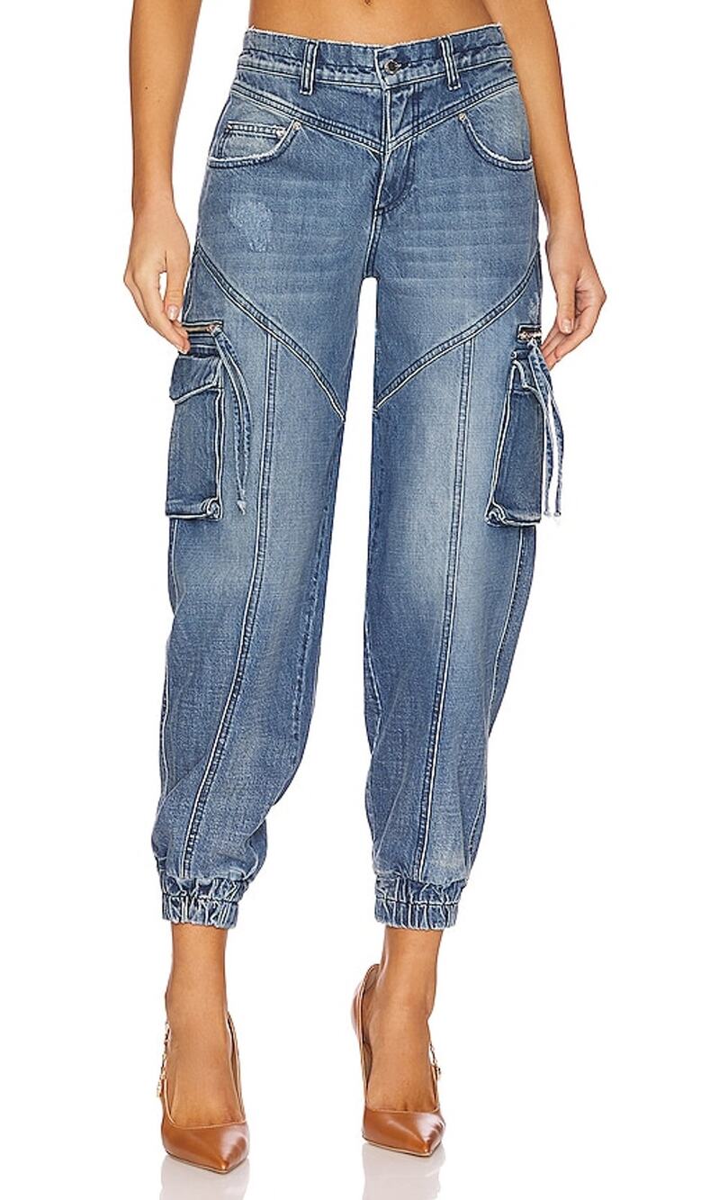 Retrofete Distressed Blue Everette Cargo Pants Size 24